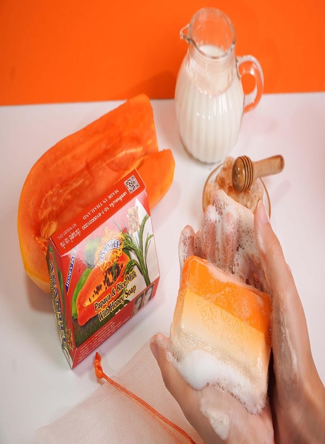 ASANTEE Papaya & Rice Milk with Honey Cleansing Soap 125 Grams (Pack of 3) - Image 3